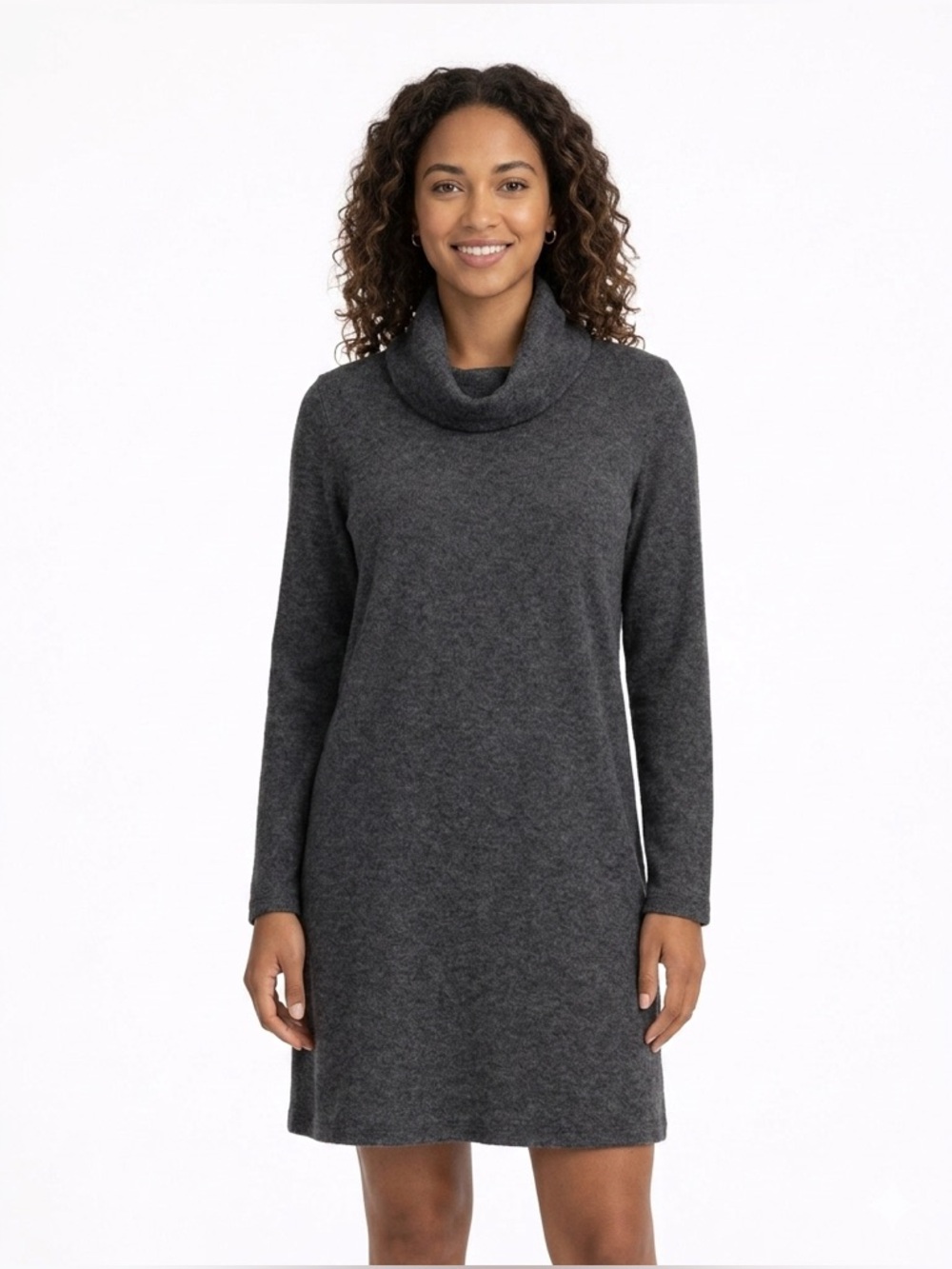 WAYF Cowl Neck Sweater Dress Womens M Gray Cozy Knit Fall